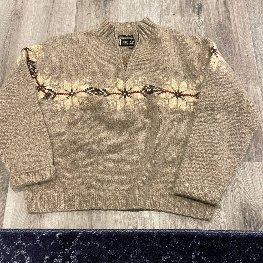 EUC Eddie Bauer Legend Hand knit 100% Lambswool Sweater Fair Isle Men Size Med - Picture 1 of 12